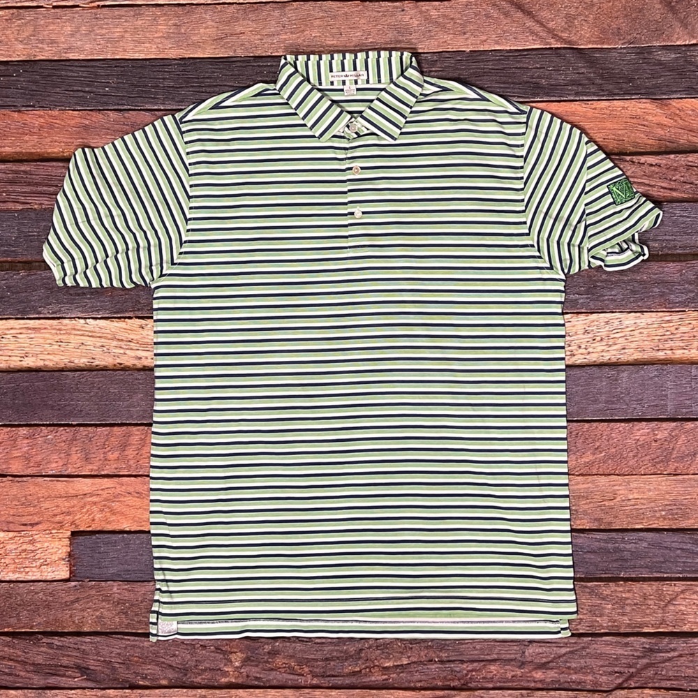 Peter Miller Polo Golf Golfer Green Striped Tennis Preppy Shirt